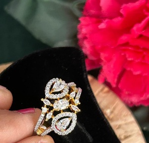 Charming Premium Quality Silver & Gold Plated <b>Adjustable</b> <b>Ring</b> For Women Wedding Wear Beautiful Collection - Product Image 2