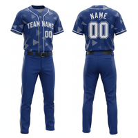 Ensemble uniforme de baseball personnalisé à séchage rapide et respirant avec noms d'équipe, maillot à boutons et pantalon 100 % polyester pour sports d'équipe