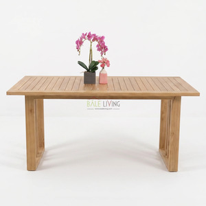 Mesa de Comedor Rectangular Felcia de Madera de Teca Sólida, Diseño Moderno y Minimalista, Muebles Ecológicos para Comedor - Product Image 1