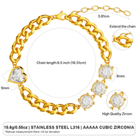 Bracelet à maillons en acier inoxydable 316L étanche, orné de zircons de formes variées et sertis de griffes, bijou de mode unique, vente chaude