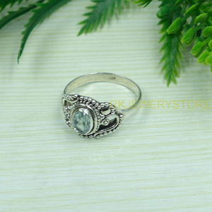 Anillo de Topacio Azul Natural, Plata de Ley 925, Hecho a Mano, Estilo Boho Vintage, Joyería de Gema Ovalada Facetada para Mujer - Product Image 3