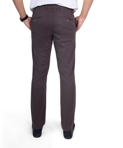Pantalon chino homme coupe droite marron foncé avec poches latérales, en coton mi-lourd, décontracté, saison automne, fermeture boutonnée - Product Image 2