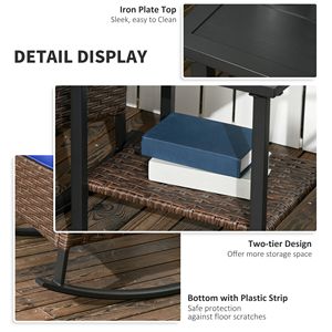 Set di Mobili da Esterno Impermeabile in 3 Pezzi: 2 Sedie a Dondolo con Cuscini e Tavolino a 2 Livelli in Vimini - Product Image 6