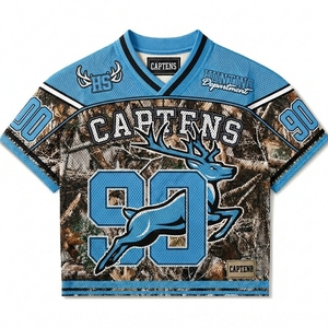 T-shirt en maille pour homme, coupe ample et courte, style football, sublimation rétro, camouflage, streetwear, maillot de foot - Product Image 2