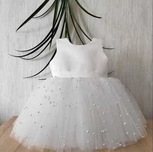 ชุดเดรสเด็กผู้หญิงสีขาวประดับมุก สำหรับงานปาร์ตี้ อายุ 1-10 ปี  ชุดวันเกิด ชุดแต่งงาน แบรนด์ OEM - Product Image 1