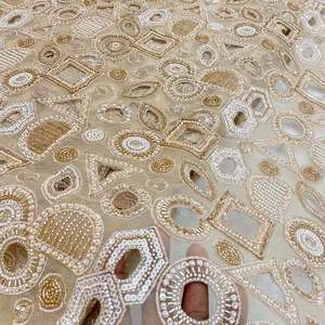 Tissu de luxe brodé de perles, dentelle africaine, maille filet, organza à sequins pour vêtements de boutique, qualité export pour les acheteurs - Product Image 3