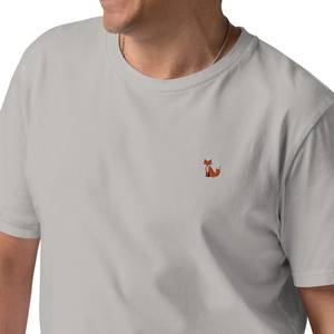 Men’s <b>White</b> Cotton T-<b>Shirt</b> – Minimal Fox Embroidery Tee Casual <b>Short</b> <b>Sleeve</b> Crew Neck Top for Daily Wear and Street Style - Product Image 5