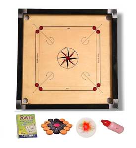 Tablero de Carrom de Práctica con Acabado Mate Superior para Práctica Profesional, con Monedas, Golpeador y Polvo Beige - Product Image 1