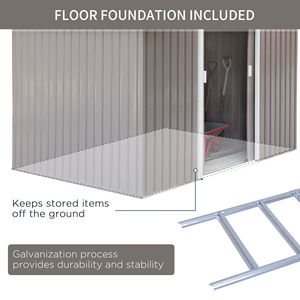 Casetta da Giardino in Metallo Grigio/Bianco 9x6 per Esterni, Ripostiglio Attrezzi in Acciaio con Porta Scorrevole - Product Image 6