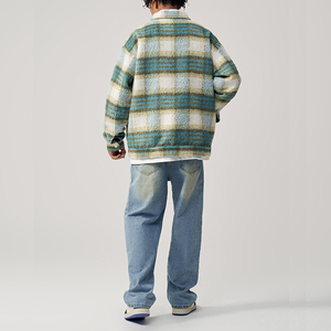 Wholesale Winter Streetwear <b>Flannel</b> Shirt <b>Jacket</b> Hooded Long Sleeve Plaid Polyester Lined Breathable Windproof Eco-Friendly - Product Image 3