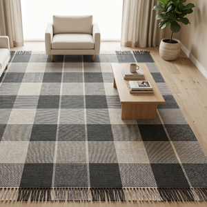Alfombra Moderna DECORDEC de Lana con Diseño a Cuadros, Tejida a Mano, Gruesa, Antideslizante y Ecológica para Salas de Estar en Hogares y Hoteles - Product Image 4