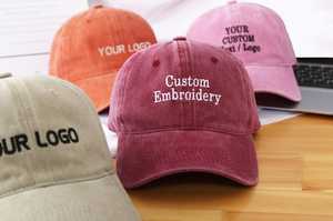 Custom Embroidered Baseball <b>Cap</b> 6-Panel Adjustable Brim Unisex Casual Solid Color Cotton Twill Hat Front Logo Placement - Product Image 2