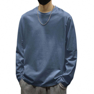 Camiseta Casual de Manga Larga para Hombre, de Alta Calidad, Tejido Premium, Cuello Redondo Cómodo, Ropa Urbana de Moda, Proveedor de Prendas al por Mayor - Product Image 5