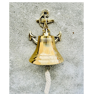 Campana marítima de latón para cocinas o iglesias, con asa para colgar, para uso en interiores y exteriores, campana de puerta, campanas metálicas sólidas - Product Image 1