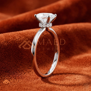 แหวนแต่งงานทรงวิชโบนประดับมอสซาไนต์เงินแท้ 925 ดีไซน์หรูหราสำหรับผู้หญิง ประดับเพชรทรงลูกแพร์จากแล็บ รูปทรงเชฟรอน - Product Image 2