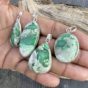 Collier pendentif en variscite naturelle de l'Utah, argent sterling 925, style bohème, bijoux de mariage - Pierre de variscite verte, cadeau - Product Image 6