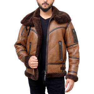 Factory Direct Sale Reasonable Price <b>Men</b> <b>Shearling</b> Leather <b>Jacket</b> New Arrival Comfortable Fit Stand Quick Dry Eco-Friendly - Product Image 4