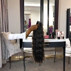 Extensiones de cabello humano indio natural ondulado recto de grado templo indio auténtico - Product Image 6