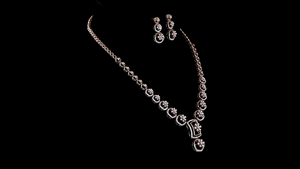 Conjunto de Collar y Aretes de Lujo con Diamantes Cultivados en Laboratorio con Corte de Pera y Baño de Oro Rosa |   Joyería Nupcial de Plata para Regalo de Aniversario de Bodas - Product Image 2