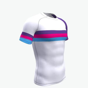 เสื้อคอมเพรสชั่นแขนยาวผู้ชาย สีชมพู ลายคลื่นสีฟ้า คอกลม กระชับรูปร่าง ระบายความชื้นได้ดี เหมาะสำหรับทุกฤดูกาล เสื้อกีฬา - Product Image 6