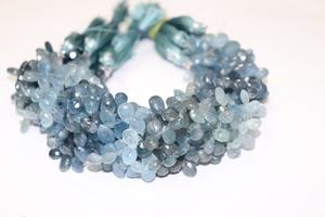 ลูกปัดทรงลูกแพร์เหลี่ยมเพชรพลอยมอสพลอยสีฟ้ามอสขนาด7*9มม. - Product Image 3