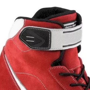 Bottes moto rouges en cuir véritable avec semelle extérieure en caoutchouc, fermeture auto-agrippante, style sportif, respirantes, légères, pour karting et usage général - Product Image 2