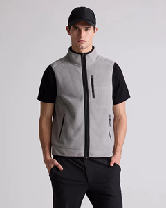 Chaleco de forro polar gris jaspeado con cremallera, chaqueta sin mangas, cortavientos, térmica, informal, para trabajo al aire libre, forro polar Sherpa. - Product Image 1