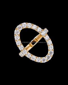 Anillo de moissanita de Plata de Ley 925, anillo de bucle abierto pavimentado con círculo completo, joyería de diseñador de lujo para regalo de mujer - Product Image 1