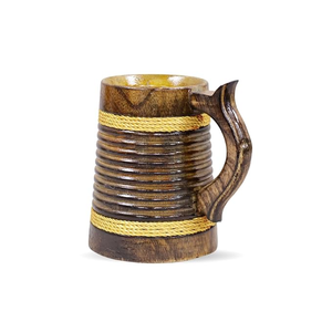 FAIZA CRAFT Custom Wooden Beer Mug Stainless Steel Handgrip Natural Wooden Design <b>Thermal</b> Insulation Boiling <b>Water</b> Applicable - Product Image 4