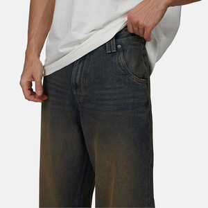 Men's Straight Leg Stonewashed Denim Jeans Midweight Cotton Casual Loose Fit Autumn Wear - Product Image 5