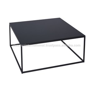 <b>Modern</b> Industrial Style Iron <b>Coffee</b> <b>Table</b> with Large Wooden Top Versatile Home Kitchen Solid Metal Frame Designed Family Hotels - Product Image 4