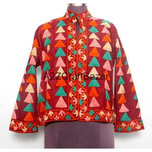 Chaqueta Acolchada con Cuello Mandarín y Bordado Floral, Forro de Algodón a Rayas, Hecha a Mano, de Secado Rápido para Otoño e Invierno - Product Image 1