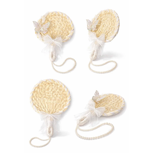 พัดแต่งงานลายประดับมุก ทำจากไม้ไผ่หวาย ดีไซน์โบว์ งานแฮนด์เมด ของขวัญแต่งงาน ผลิตจากโรงงานเวียดนาม ขายส่ง - Product Image 6