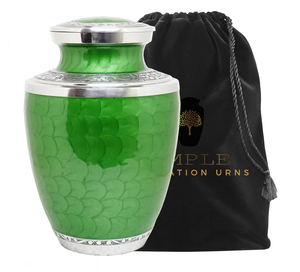 โกศบรรจุอัฐิสีเขียวสำหรับผู้ใหญ่ |   โกศบรรจุอัฐิขนาด 220 คิวบิกอินช์ สลักลายสีเงิน เป็นมิตรกับสิ่งแวดล้อม ดีไซน์ปรับแต่งได้ - Product Image 2