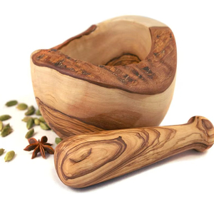 Elegant Wooden Mortar And Pestle Kitchen Tool For <b>Grinding</b> Spices Herbs Garlic And Preparing Fresh <b>Pastes</b> - Product Image 1