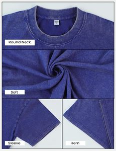 T-shirt en coton surdimensionné pour homme, manches courtes, couleur unie, décontracté, col rond, 100% coton, jersey tricoté lavé - Product Image 5