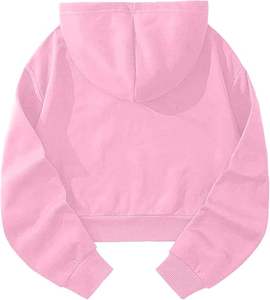 Sweat-shirt à capuche court à manches longues pour femme, motif graphique, avec cordon de serrage sur le devant, idéal pour l'hiver (ODM) - Product Image 4