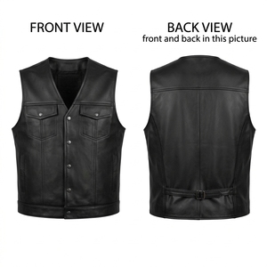 <b>Men's</b> Premium Canvas <b>Vest</b> Windproof Quick Dry Breathable V-Neck Horn Buttons Custom Embossed Logo Front Back Dark Brown Yoke - Product Image 3