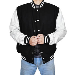 Chaquetas de béisbol universitarias de lana con logotipo personalizado de invierno, bordadas en chenilla, para hombre, con mangas de cuero, estilo universitario. - Product Image 4