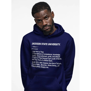 Sweat à capuche unisexe Jackson State en molleton 100 % coton de haute qualité, avec poche unie, respirant, logo brodé, service OEM, coupe classique pour l'été - Product Image 1