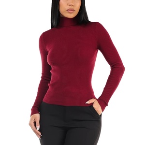 Suéter de cuello alto informal para mujer, jerséis de punto de moda gruesos bordados, manga larga, patrón Simple BD Otoño Invierno de talla grande - Product Image 5