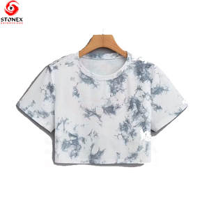 Wholesale 100% Cotton Short Sleeve Breathable Graphic <b>Tie</b> <b>Dye</b> <b>T</b> <b>Shirts</b> <b>Women's</b> Colorful Tshirt Casual Crop <b>T</b>-<b>shirts</b> for <b>Women</b> - Product Image 2