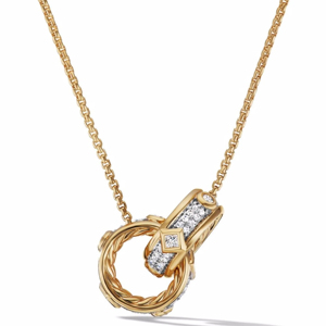 Collar con Colgante de Diamantes en Oro Sólido de 18K, Diseño Minimalista de Lazo, Cadena de Serpiente, Unisex, para Uso Diario - Product Image 3