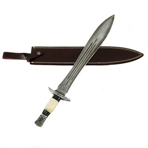 Herramienta de Caza para Exteriores de Acero de Damasco Forjado a Mano, Hoja Fija con Punta Caída, Afilado Extremo, Retención de Cuchilla Duradera 56HRC, Madera Pakka, OEM - Product Image 1