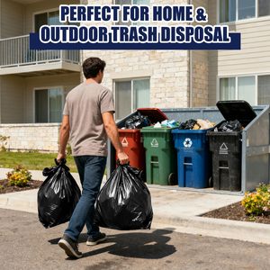 TH GB-012 95-96 Gallon Heavy Duty Trash Bags <b>Extra</b> <b>Large</b> Black Garbage Can Liners for Luxury Hotel, Resorts & Shopping Malls - Product Image 4