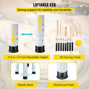 Macchina Manuale per Modellare Ceramica con Ruota da 11 Pollici, Velocità Regolabile 0-300 RPM, Sollevamento 0-7,8 Pollici, Pedale Staccabile per Ceramica e Smalto - Product Image 4