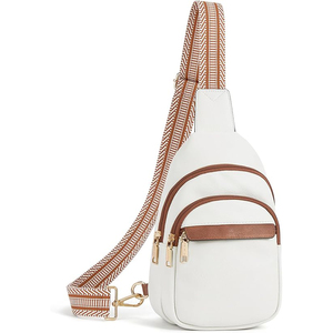 Leather Crossbody Bag Crescent Shape Smooth Finish Polyester Lining <b>Waterproof</b> Adjustable Detachable Outdoor Hiking Fashion - Product Image 1
