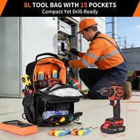 Sac de poitrine pour électricien à 15 poches, pochette à outils tactique de 8 L avec harnais à 3 points, maille transparente à accès rapide pour multimètre