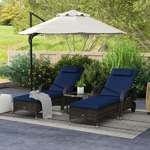 Sdraio Reclinabili Blu Scuro con Cuscino, Braccioli e Ruote per Bordo Piscina e Applicazioni in Piscina - Product Image 2