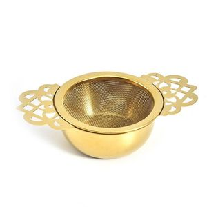 Prix de gros : Bol à thé de luxe doré à double poignée avec passoire à mailles fines pour infusion de tisanes - Product Image 1